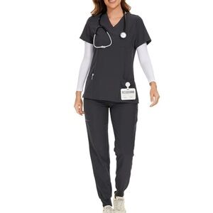 Scrubs Set Size XX-LARGE Stretch V-Neck Scrub 8 Pockets